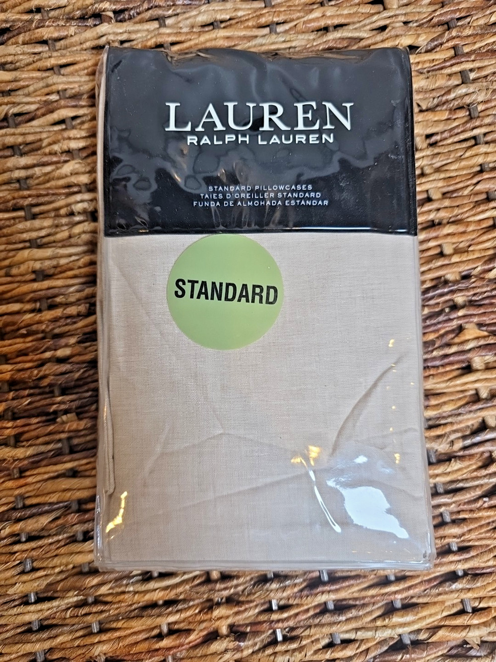 Ralph Lauren Graydon Melange Standard Pillowcase Set Cotton NIP Neutral